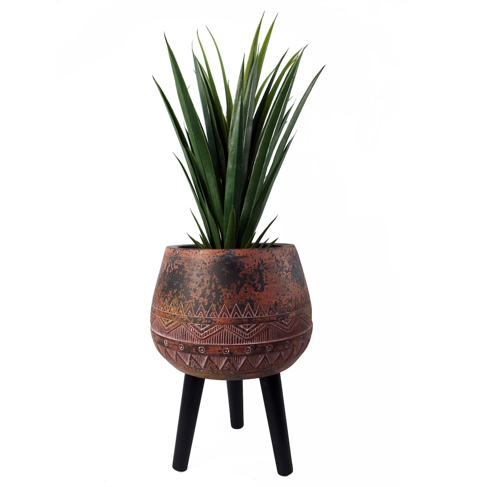 image 1 of 44cm x 30cm Large Zaturn Planter Brown / Black with Legs Large | Brown