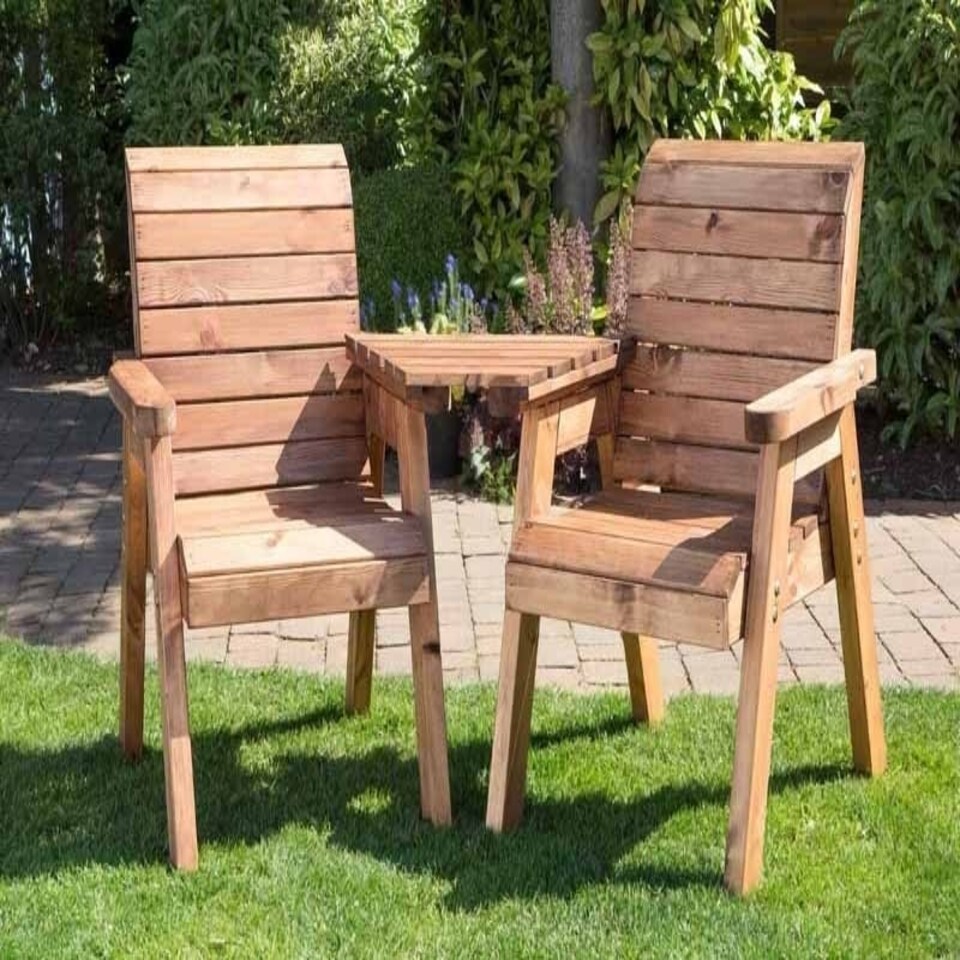 image 1 of Twin Companion Set Angled Self-Assembly - W180 x D90 x H98 - Redwood