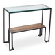 image 2 of Interiors by Premier Roman Console Table, Rectangular Tempered Glass Top on Black Metal Frame, Teak‑Wood Lower Shelf Console Black