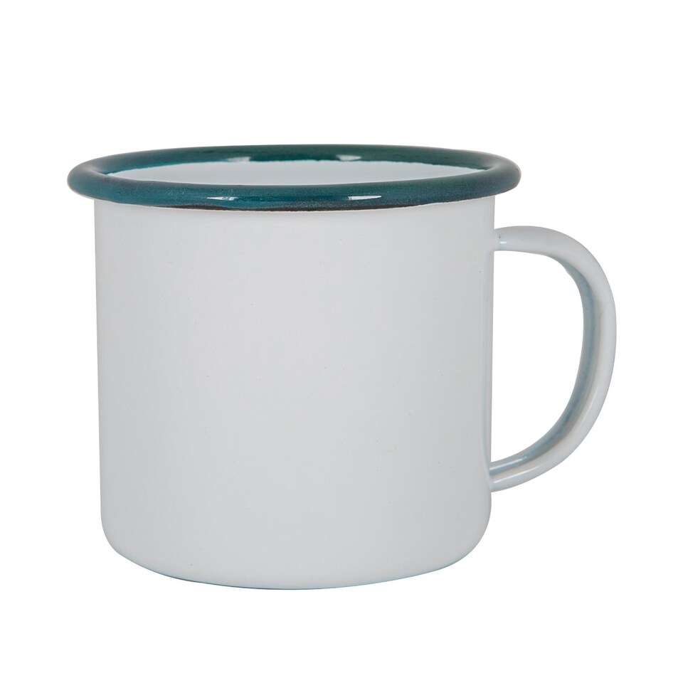 image 1 of Argon Tableware White Enamel Mugs - 375ml - Green - Pack of 6 | Green | Green