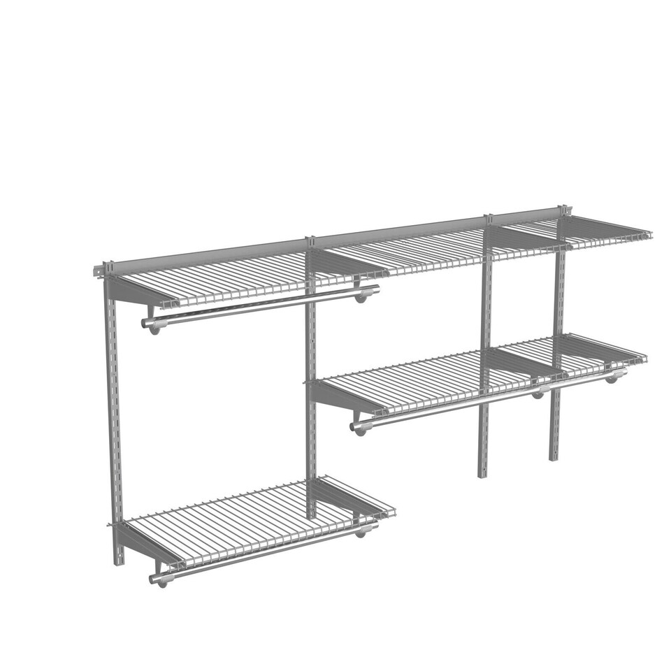image 1 of COSTWAY Wall Mounted Closet System Hanging Organizer Rack Grey | One Size