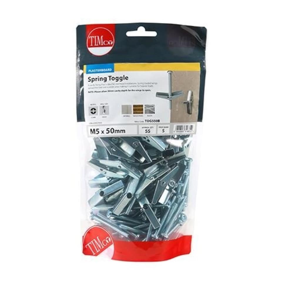 image 1 of Timco - Spring Toggles - Zinc (Size M5 x 50 - 55 Pieces)