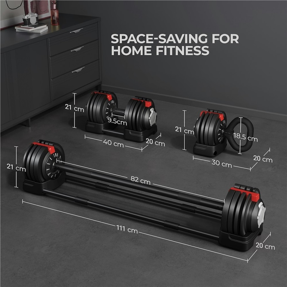 image 1 of Yaheetech 3kg-24kg 3-In-1 Dumbbell Weight Set