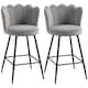 image 1 of HOMCOM Set of 2 Barstools with Petal Backrest for Kitchen Island Grey Grey