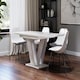 image 1 of Extendable Dining Table White High Gloss Kitchen Table 120-160cm V Leg Seats 6 8 MASY