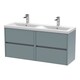 image 1 of Balterley Chartley Contemporary 4 Drawer Wall Hung Vanity Unit with Double Basin, Coastal Grey, 1200mm