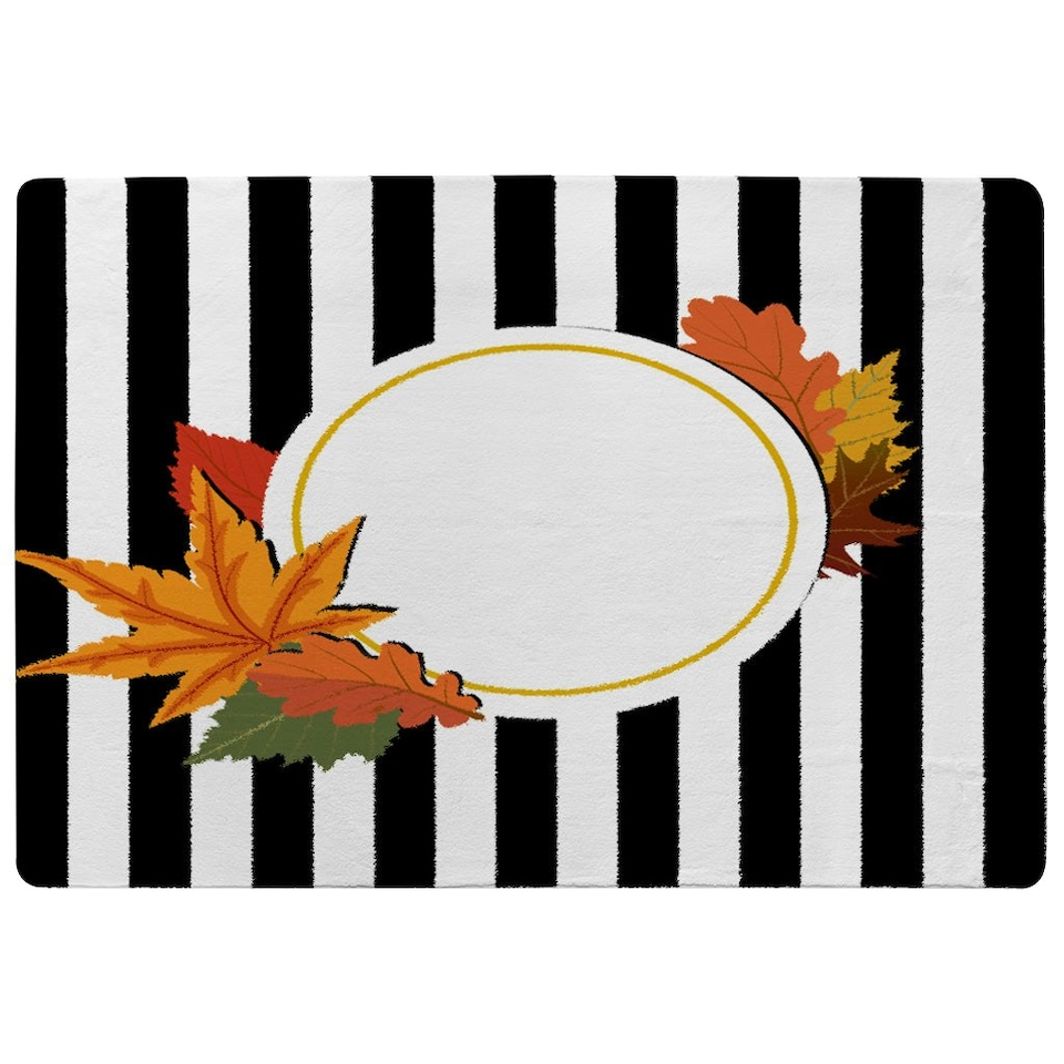 image 1 of Black Stripes, Autumn Leaves (Rug) Black | Medium: 80x150cm