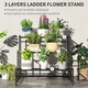 image 3 of Outsunny 3-Tier Metal Plant Stand, Modern Ladder Shelf for Garden, Black 