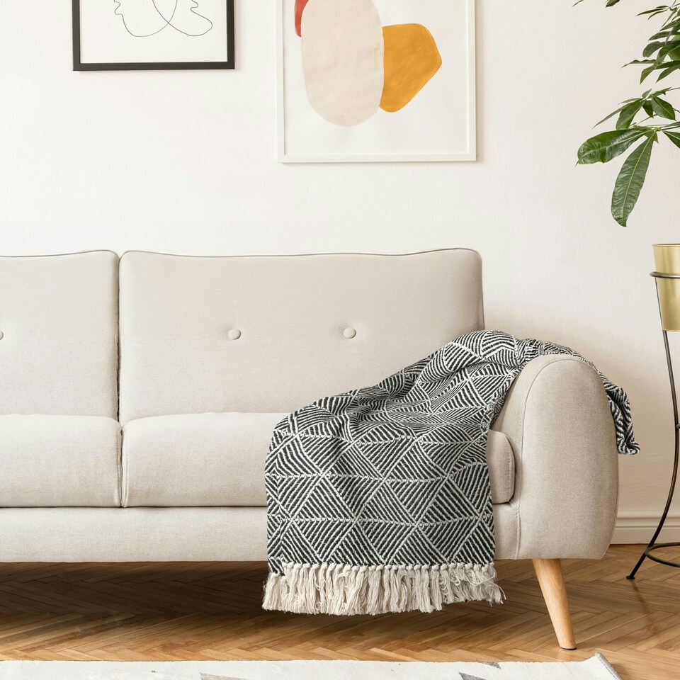 image 1 of Zahra Black Blanket/Throw | Black | Black | One Size