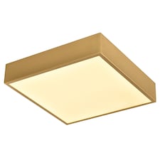 Modern 25w LED Flush Square Ceiling Light in Brushed Gold with Opal Diffuser | Gold