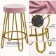 image 4 of Yaheetech 67 cm Tall Upholstered Velvet Counter Stools Pink