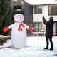 image 5 of Outsunny 8FT Christmas Inflatable Outdoor Decoration with Dynamic Disco & LED Lights, Self-Inflating Christmas Blow Up Snowman for Garden, Indoor Outdoor Home Decor