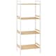 image 1 of HOMCOM 4-Tier Bamboo Bathroom Storage Shelf, Freestanding Shelving Unit with Adjustable Rack for Kitchen Bathroom Living Room, Natural and White