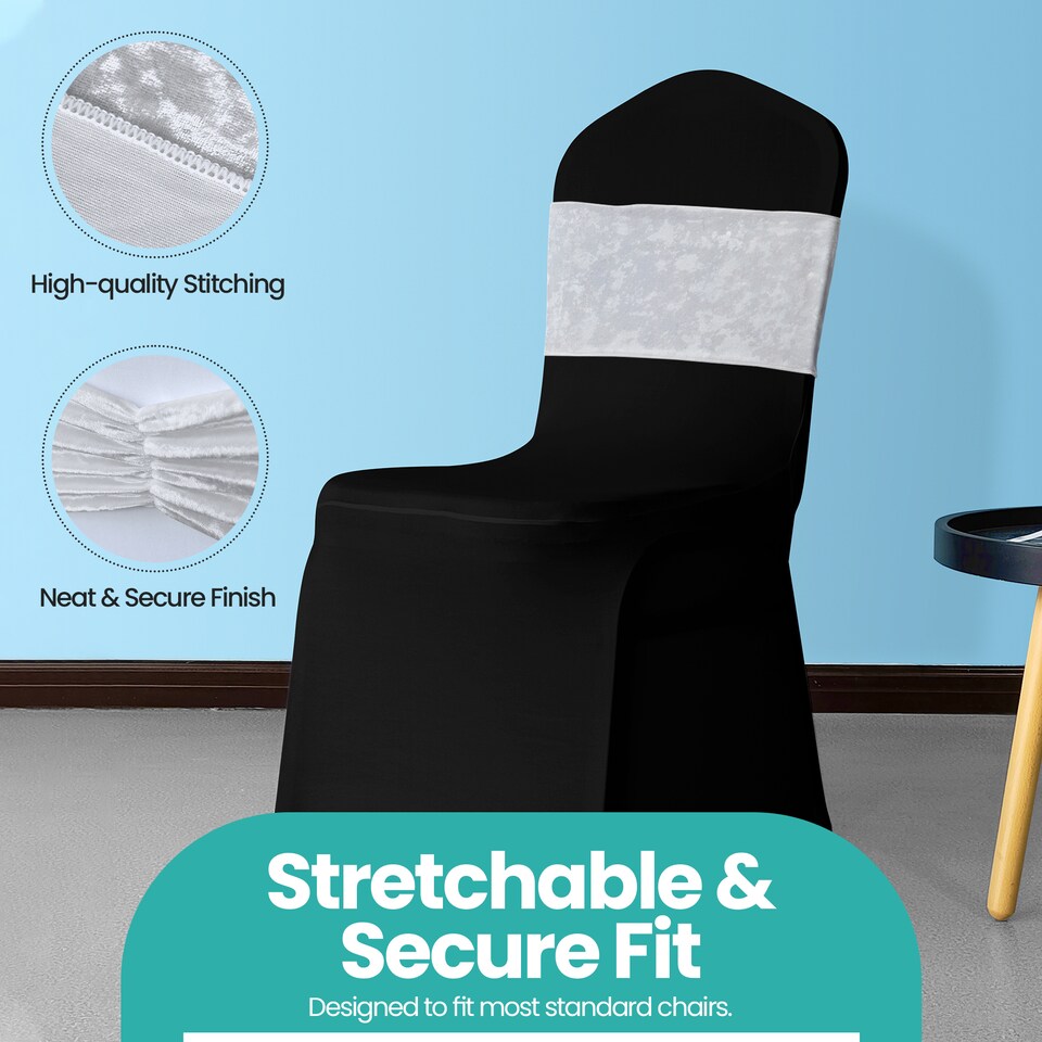 image 1 of Crushed Velvet Chair Band, Glitz Shiny Fabric Sashes - 1pc