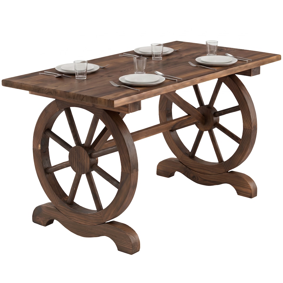 image 1 of Outsuny Outdoor Coffee Table Dining Table Patio Display Desk Natural Fir Wood