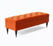 120cm Safar Ottoman bench with Storage and Turned Wooden Legs- Plush Velvet Shoes Bench - Burnt Orange Chesterfield Storage Bench