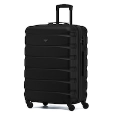 Flight Knight 25" 4 Wheel ABS Hard Case Medium Suitcase 100+ Airlines Approved - easyJet, British Airways, Ryanair, Jet2, Emirates & Many More - Check-in | Black | Black Mono | Medium