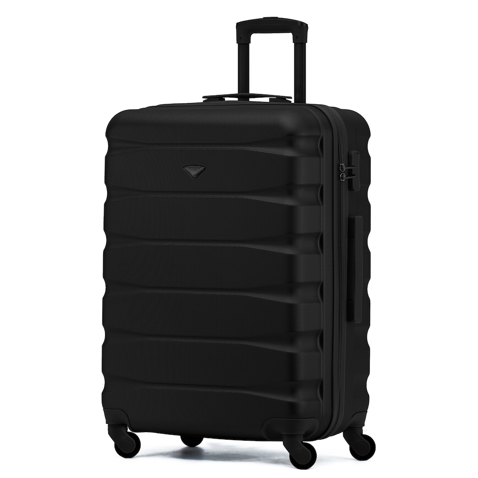 image 1 of Flight Knight 25" 4 Wheel ABS Hard Case Medium Suitcase 100+ Airlines Approved - easyJet, British Airways, Ryanair, Jet2, Emirates & Many More - Check-in | Black | Black Mono | Medium