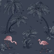 Holden Décor Lake Flamingo Wallpaper - Dark Blue/Pink - 32.8ft x 20.5in