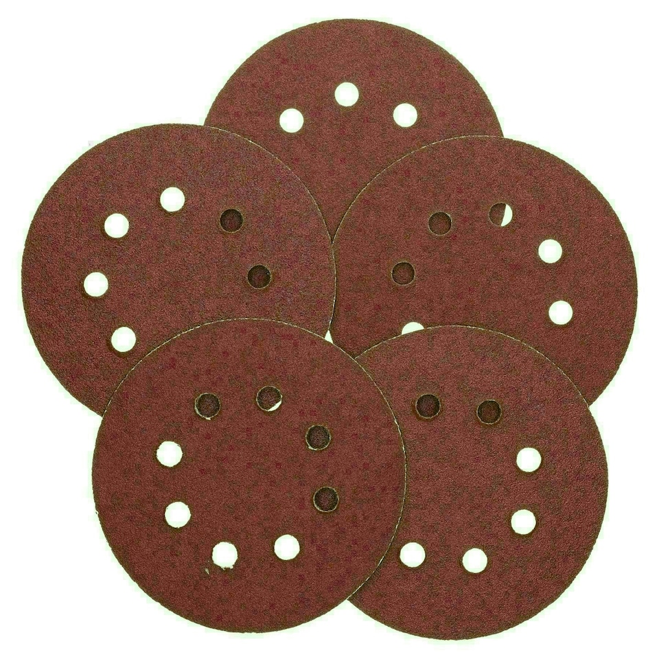 image 1 of 125mm 5" Hook And Loop Sanding Sander Abrasive DA Discs Medium 80 Grit 15pc