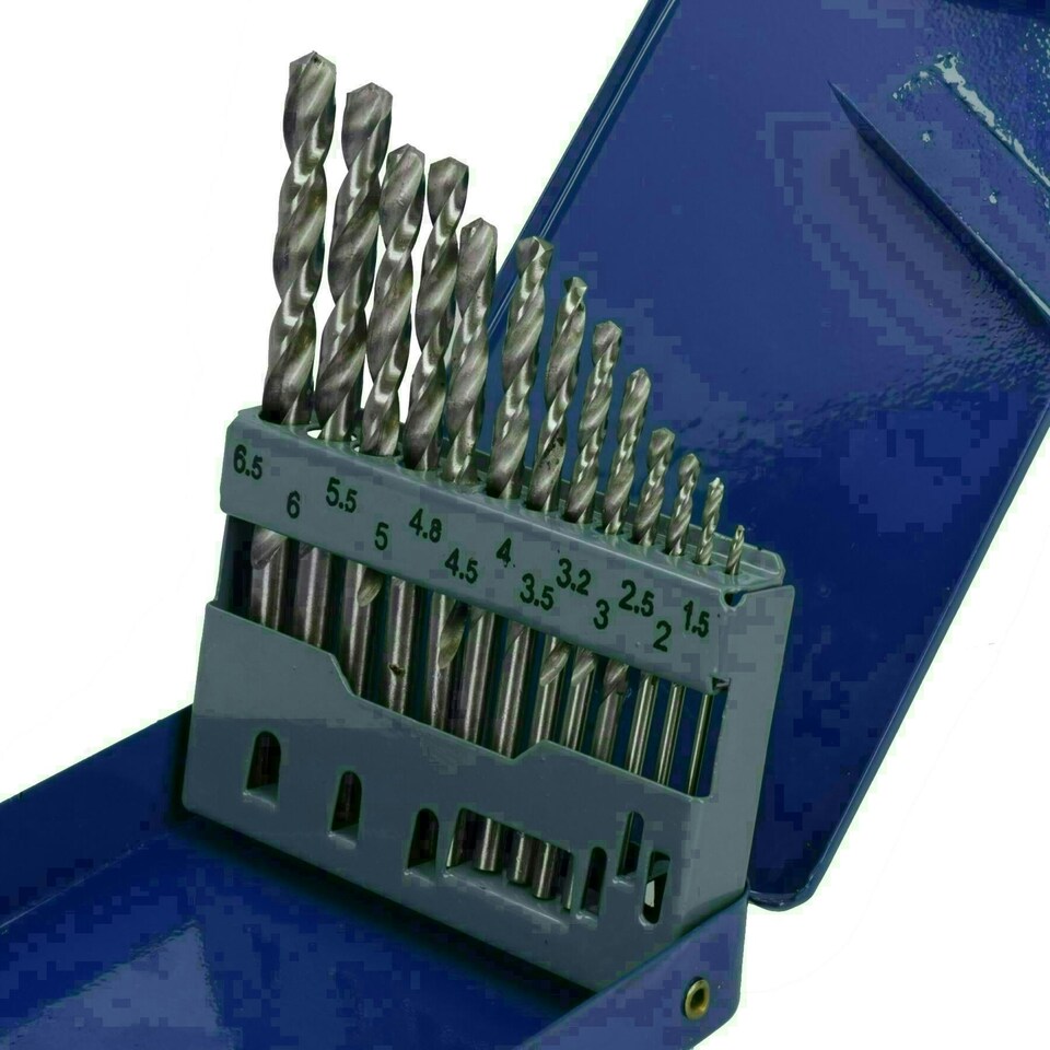 image 1 of 13pc HSS-G Metric Drill Bit Set Split Point Drills Metal Plastic Copper 1.5 - 6.5mm