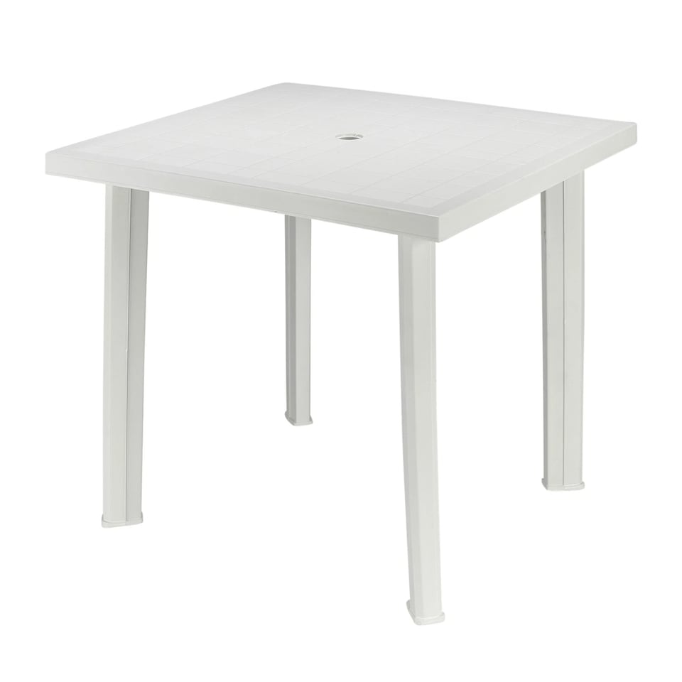 image 1 of White Square Garden Plastic Lightweight Table Patio Deck Outdoor Furniture