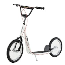 HOMCOM 90-96cm Kids Kick Scooter w/ Adjustable Handlebar Inflatable Wheels White