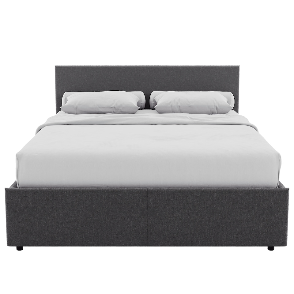 image 1 of Vida Designs Veronica 5ft King Size Ottoman Bed Storage Fabric Upholstered, Dark Grey Linen, 150 x 200cm