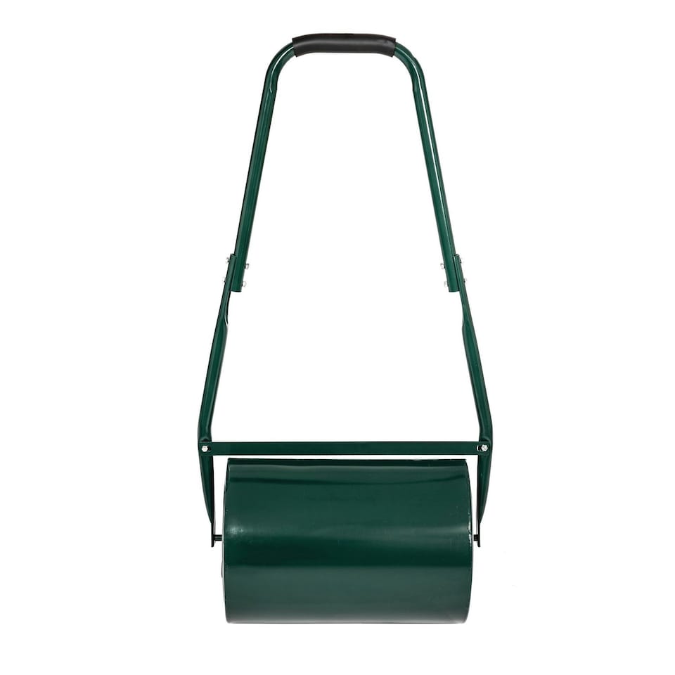 image 1 of Oypla Galvanised Garden Steel Lawn Roller 30 Litre Drum Scraper Bar & Collapsible Handle Create a Lawn Worthy of a Bowls Green