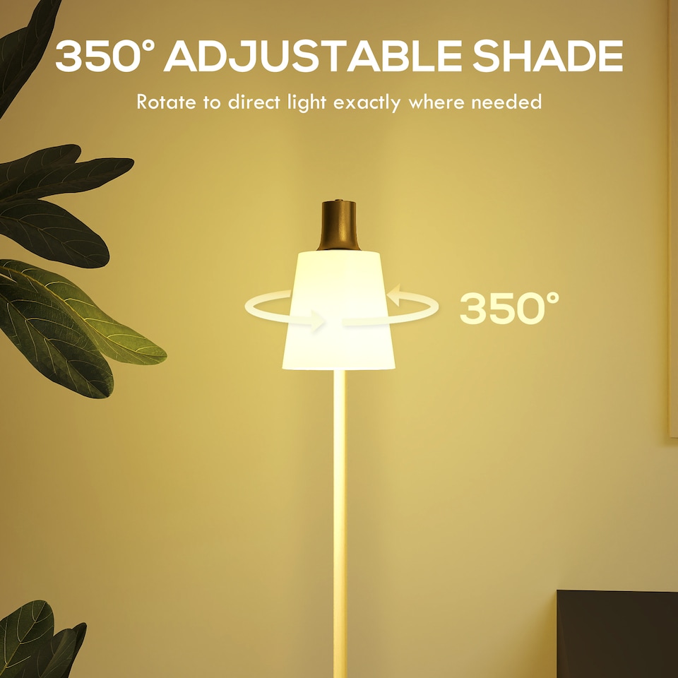 image 1 of HOMCOM Standing Lamp with Rotatable Head, Modern Floor Lamp, White