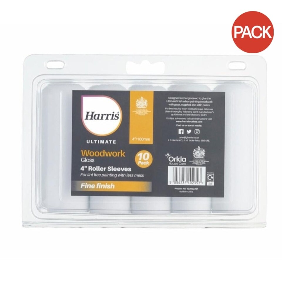image 1 of Harris Ultimate Woodwork Gloss Sleeve (Pack of 10) - White - One Size