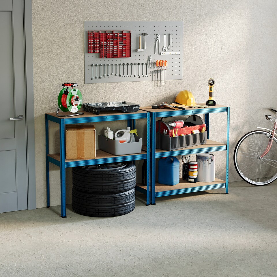 image 1 of Home Vida 5 Tier Large Heavy Duty Garage Shelves Adjustable Steel Shelving Storage Units - Blue - Holds 875kg - 1 Bay