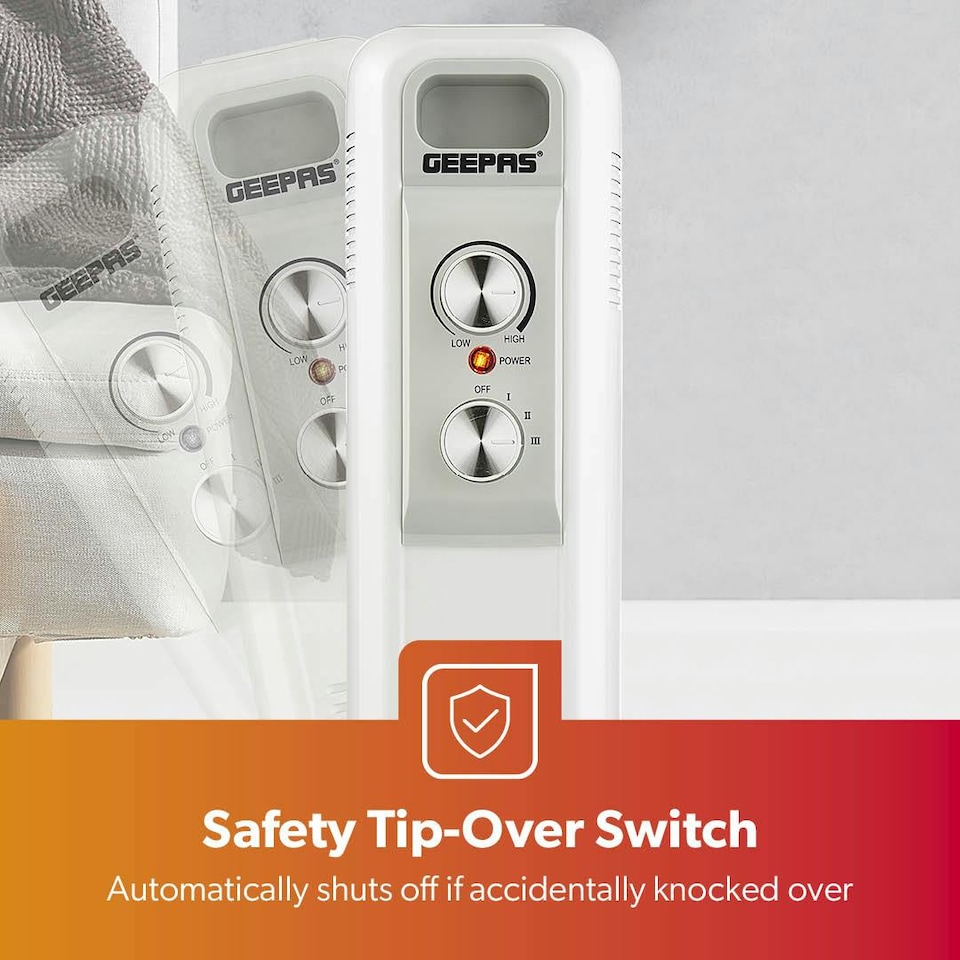 image 1 of GEEPAS Oil Filled Radiator Heater 2500W, 11 Fin