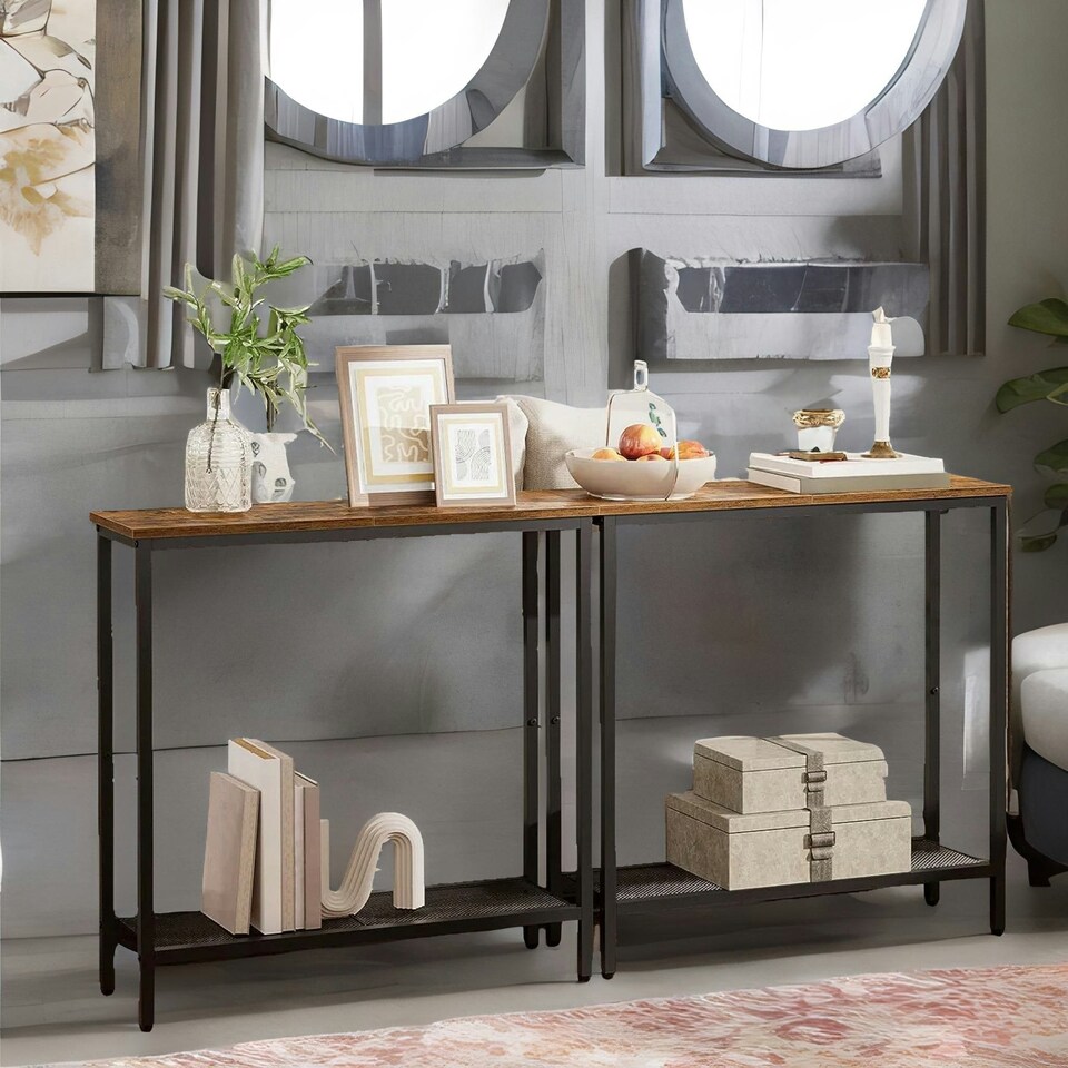 image 1 of Slim Hallway Console Table Brown