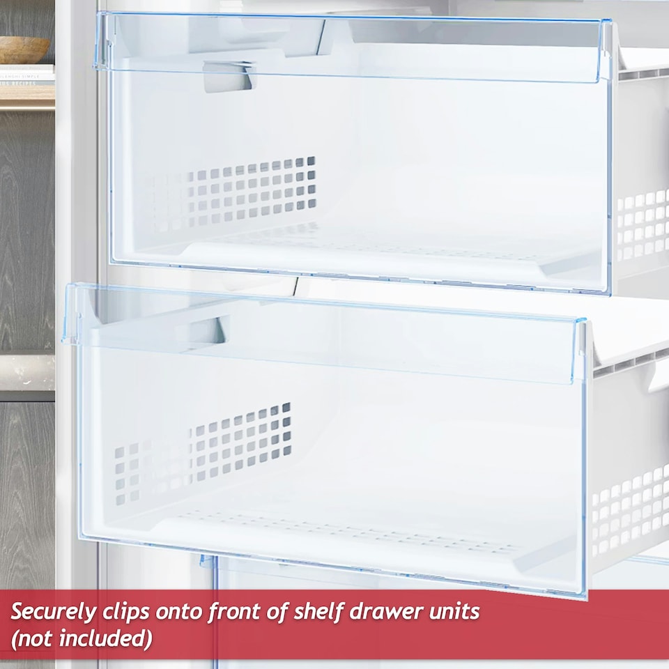 image 1 of SPARES2GO Freezer Drawer Cover for Beko CCFM CFG CNA CSA CSG CXF DRC RCHA RCHE RCNA RCSA Fridge Freezers (Top or Middle Shelf Front Panel) Clear