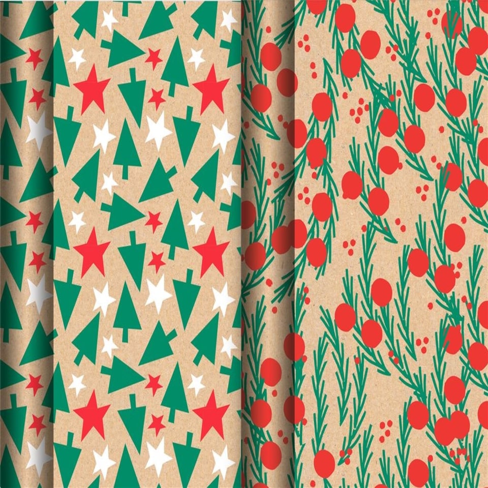 image 1 of Pack of 4 Christmas Gift Wrapping Roll 3mx70cm