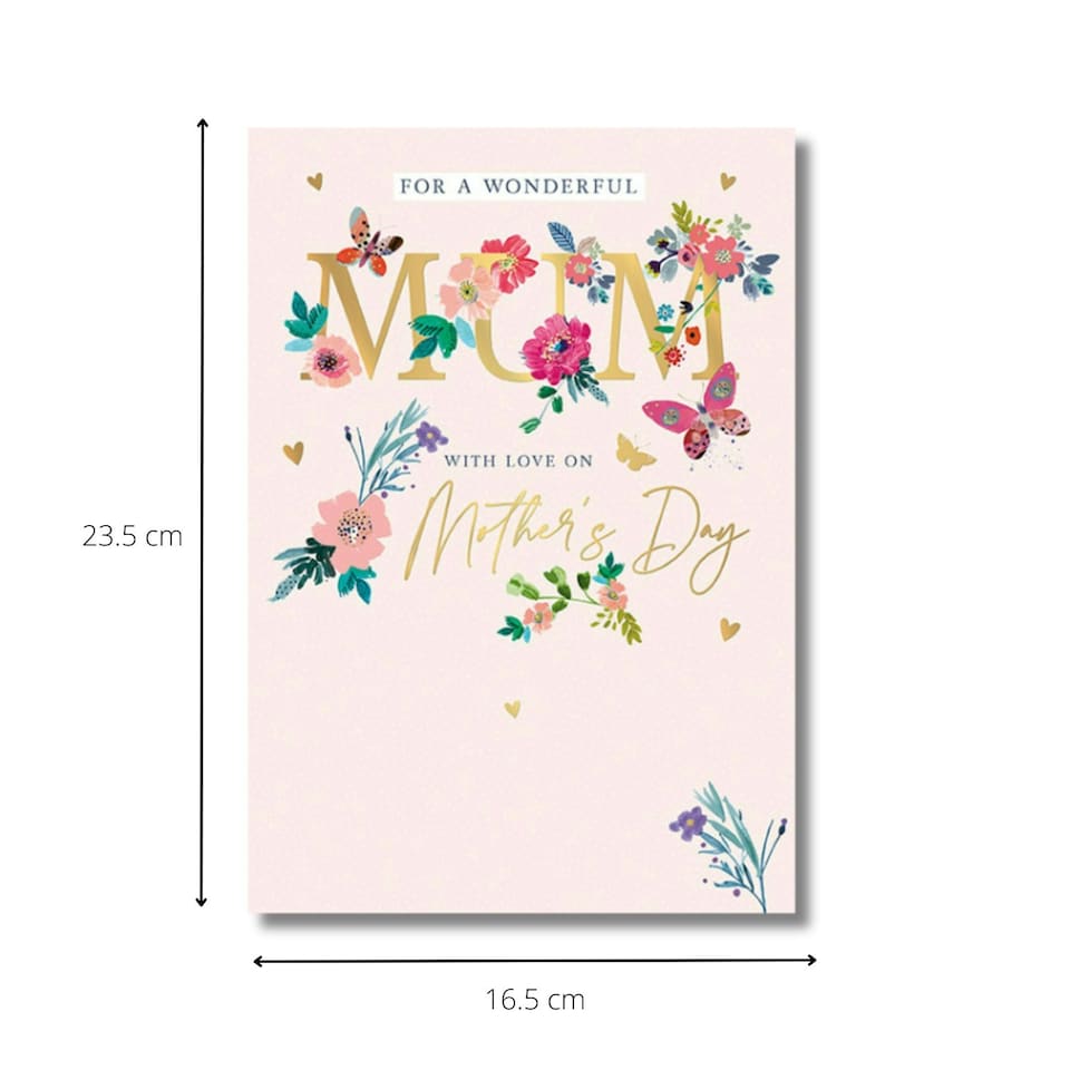 image 1 of Words 'n' Wishes Mother's Day Card for a Lovely Mum on Mother's Day, 23.5 x 16.5 cm,