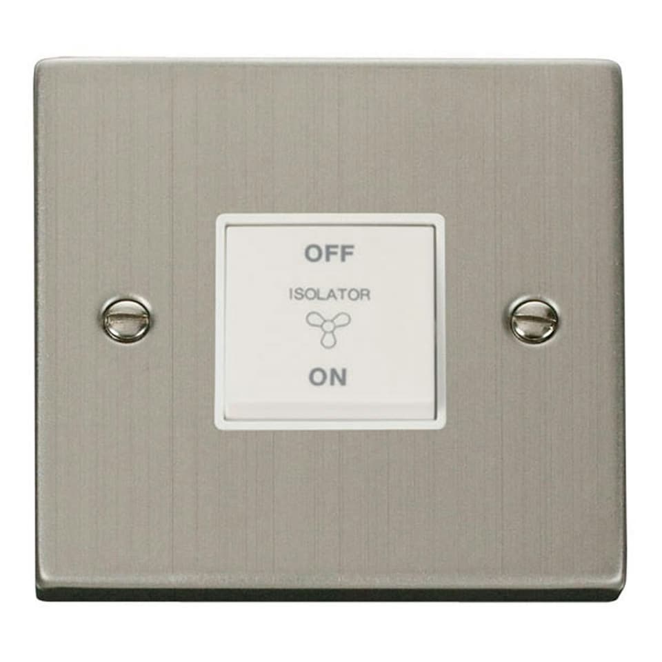 SE HOME Stainless Steel 10A 3 Pole Fan Isolation Switch White | Stainless Steel