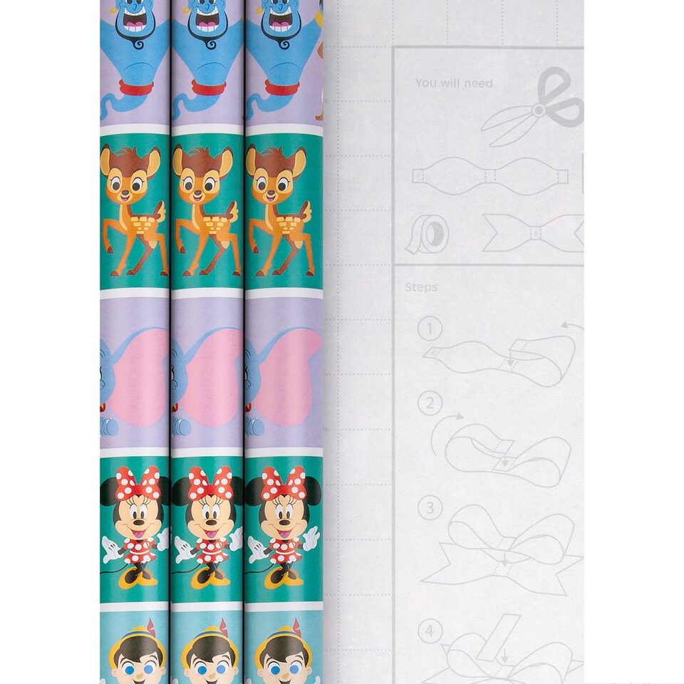 image 1 of Hallmark 6M Wrapping Paper - 3 X 2M Rolls - Disney Characters Design