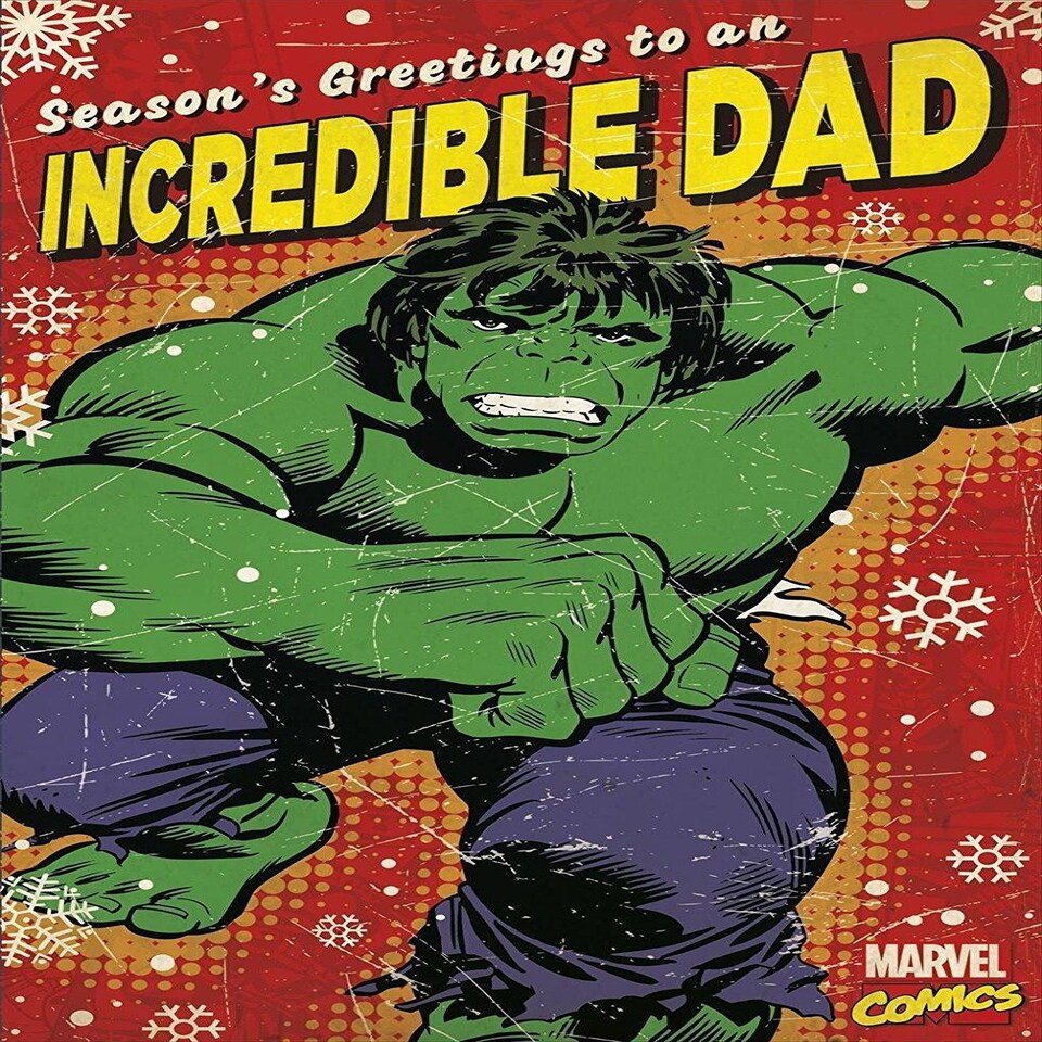 image 1 of Dad Marvel Comics Incredible Christmas Greeting Card Hulk