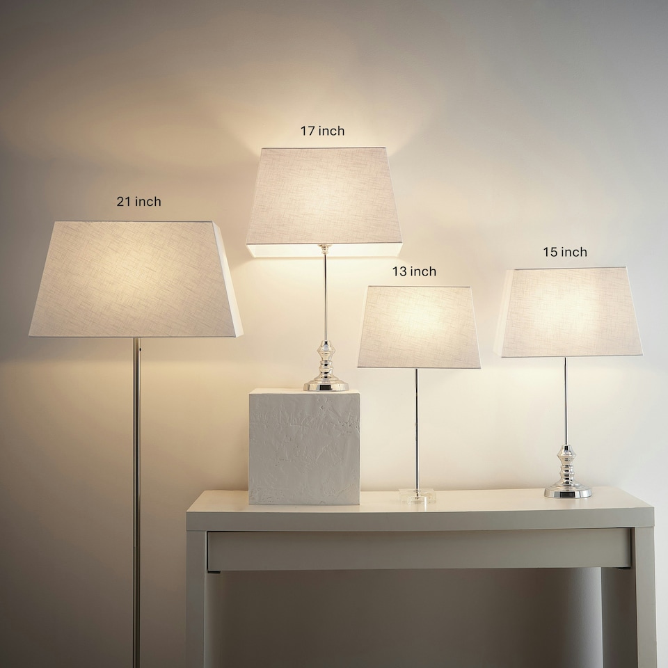 image 1 of Modern Rectangle Linen Light Shade Table or Floor lamps 13 inch Cream