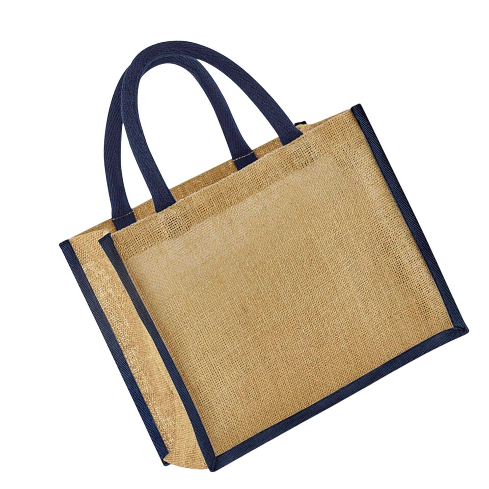 image 1 of Westford Mill Starched Jute Midi Tote Bag | Multi | Natural/Navy | One Size | 1