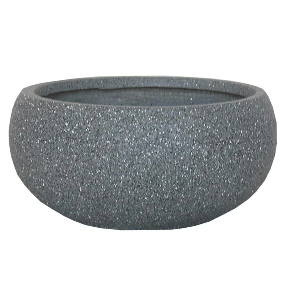image 1 of Textured Concrete Effect Grey Bowl Outdoor Garden Planter D30 H14 cm, 9.9 ltrs Cap.