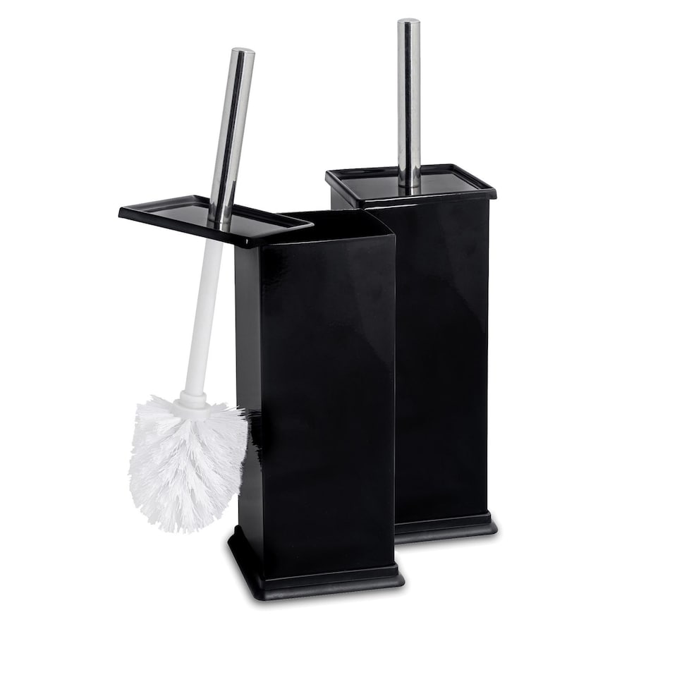 image 1 of Harbour Housewares Square Toilet Brushes - Black - Pack of 2 | Black | Black
