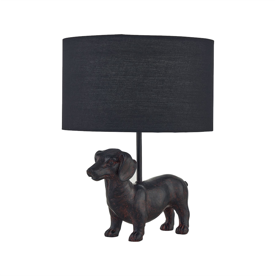 image 1 of Ronnie - Dachshund Dog Lamp with Black Fabric Shade