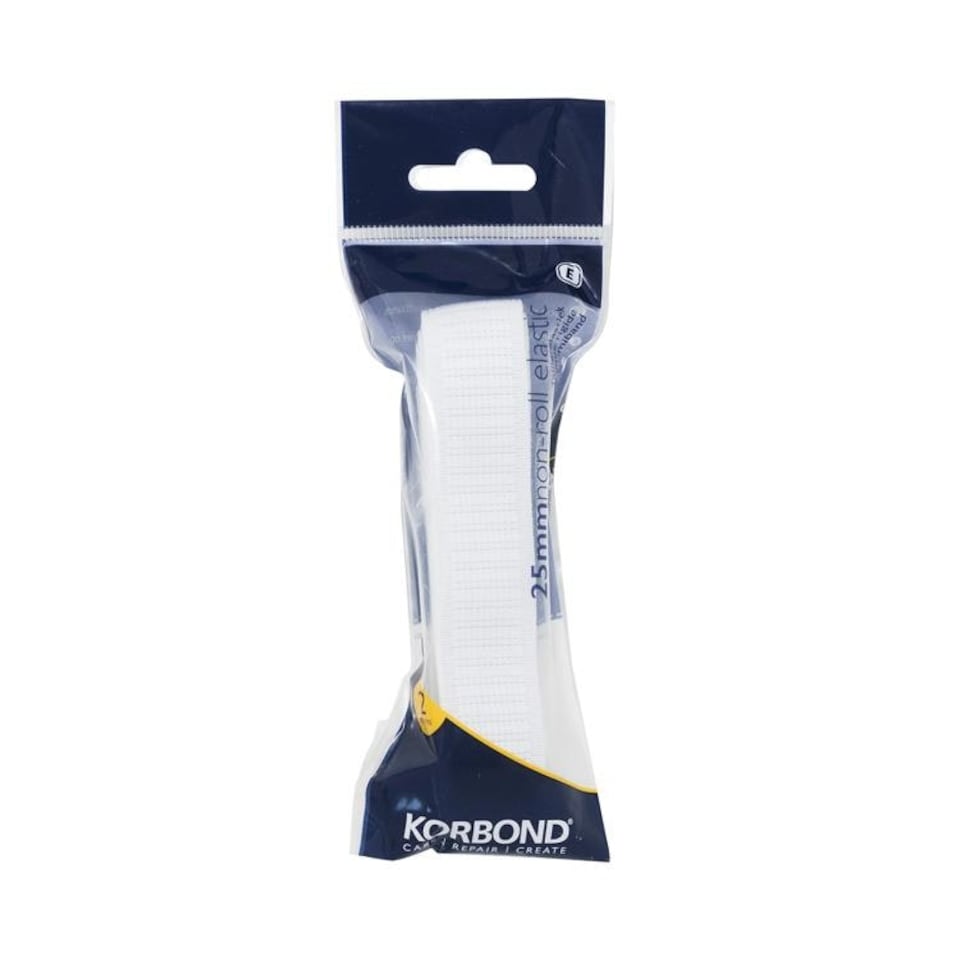 Korbond Non-Roll Elastic 25mm x 2m - One Colour - One Size