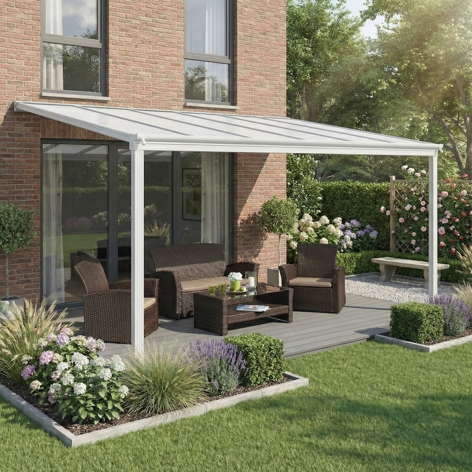 image 1 of White Garden Veranda Canopy Patio Shade Pergola 10ft x 10ft