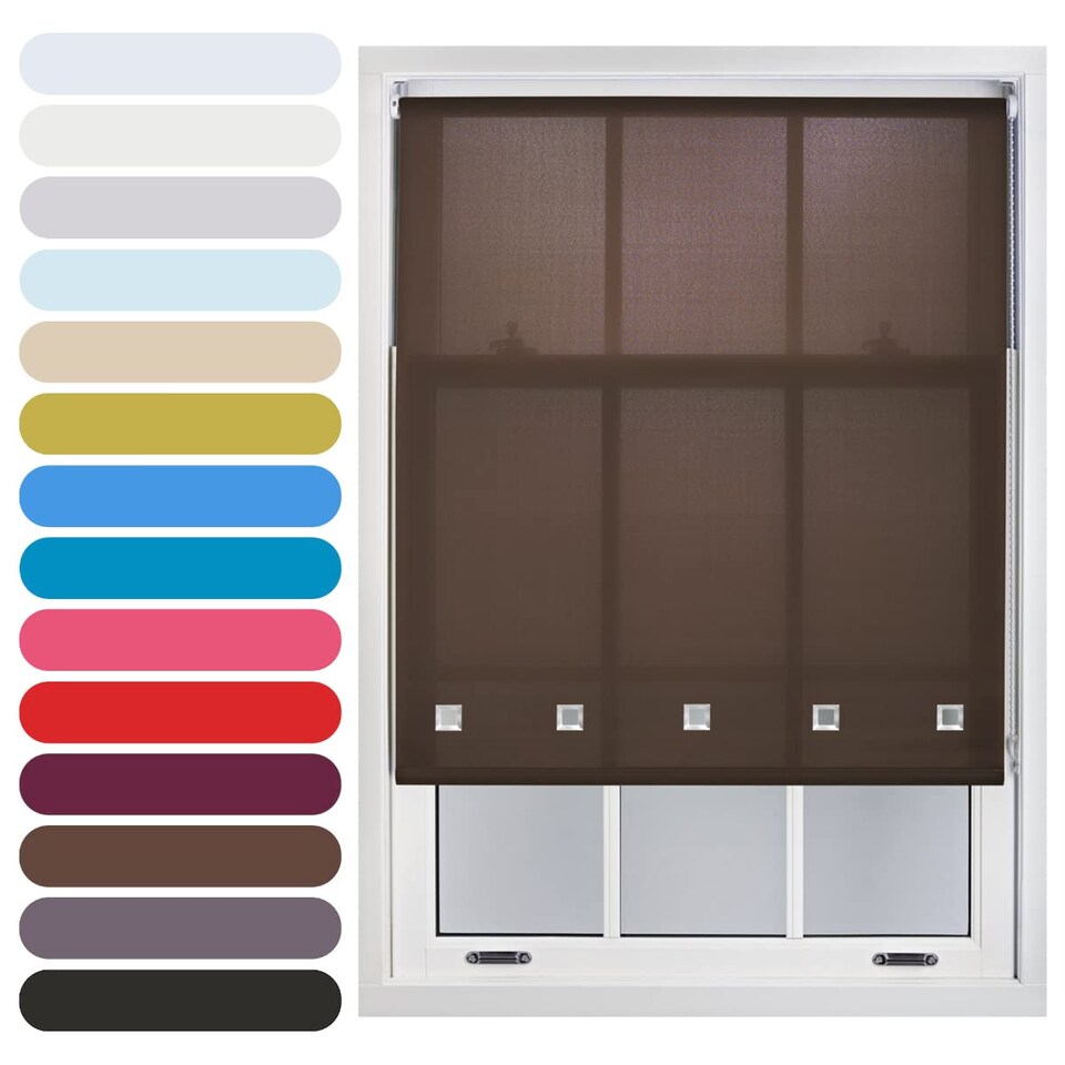 image 1 of FURNISHED Roller Blinds Daylight Square Eyelet Light Filtering Easy Fit Trimmable Window Shade | Brown | Mocha
