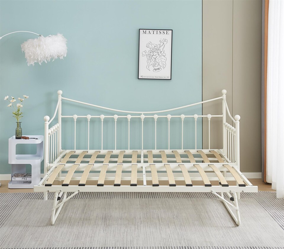 image 1 of Daybed Frame White ,3ft Single Metal Bed for Bedroom or Living Room