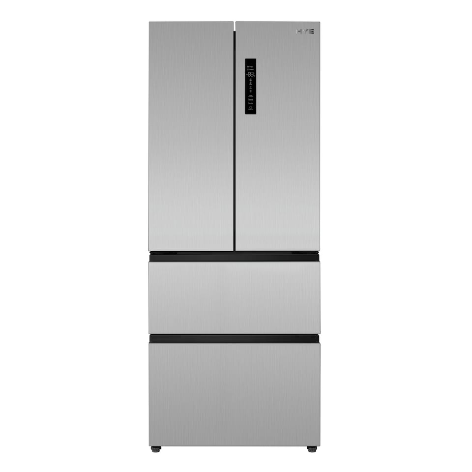 image 1 of HYE 403 Litre Frost Free French Door American Fridge Freezer, 70cm, Silver - RF01AMFD403DS07